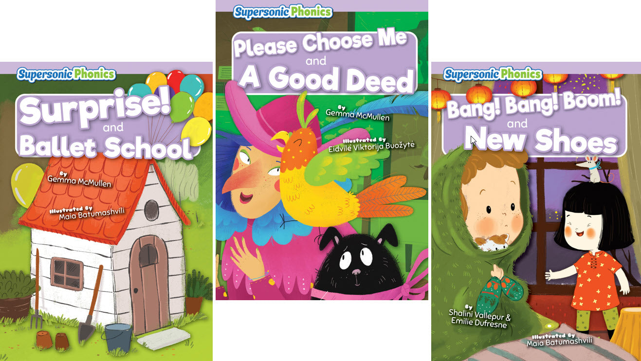Supersonic Decodable Book Set Level 0 - Lilac (Set of 10) Wordless books