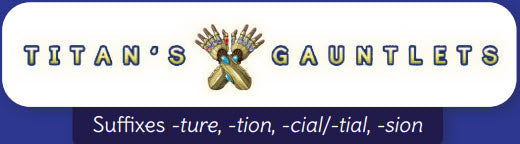 Phonic Books Titan's Gauntlets - Decodable Books for Older Readers (Alternative Vowel and Consonant Sounds, Common Latin Suffixes)